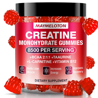 Creatine Monohydrate Gummies – Raspberry Flavor, 120 Count | For Men & Women | Fitness & Sports