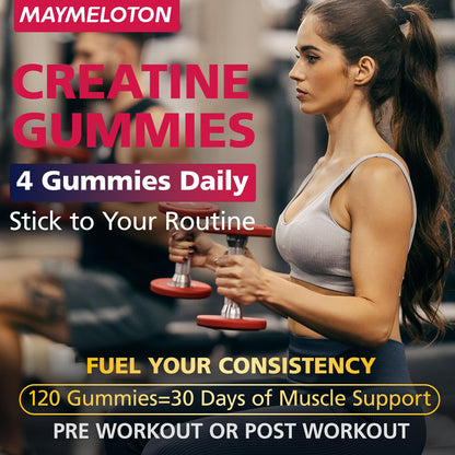 Creatine Monohydrate Gummies – Raspberry Flavor, 120 Count | For Men & Women | Fitness & Sports