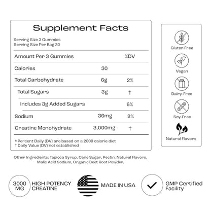 OMNI Creatine Monohydrate Gummies – 1g per Gummy | Watermelon & Peach Flavor | 90 Count