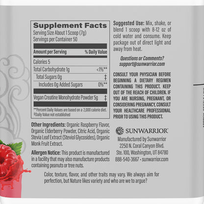 Creatine Monohydrate Powder Raspberry – 50 Servings | Vegan & Keto