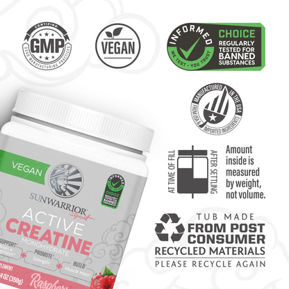 Creatine Monohydrate Powder Raspberry – 50 Servings | Vegan & Keto