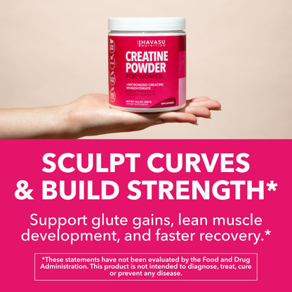 Creatine for Women - 3g Micronized Creatine Monohydrate per Serving | Unflavored, Vegan, Non-GMO | 100 Servings