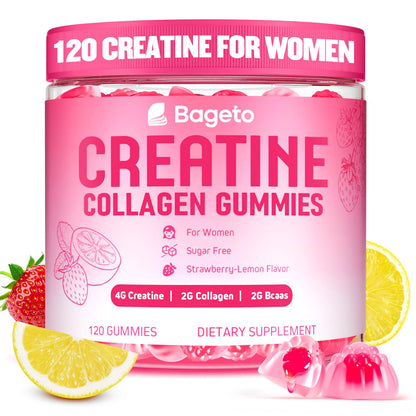 Creatine for Women Gummies – Monohydrate with Collagen, BCAAs & Vitamins (Sugar-Free, Vegan)