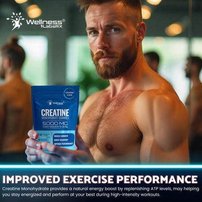 Creatine Gummies 5000mg – 30 Servings Strawberry Monohydrate