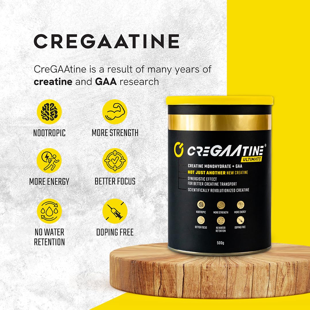 CreGAAtine Ultimate | 50% Higher Dosage Bulk Pack – Micronized Creatine Monohydrate + GAA | No Water Retention | 500g, 166 Servings