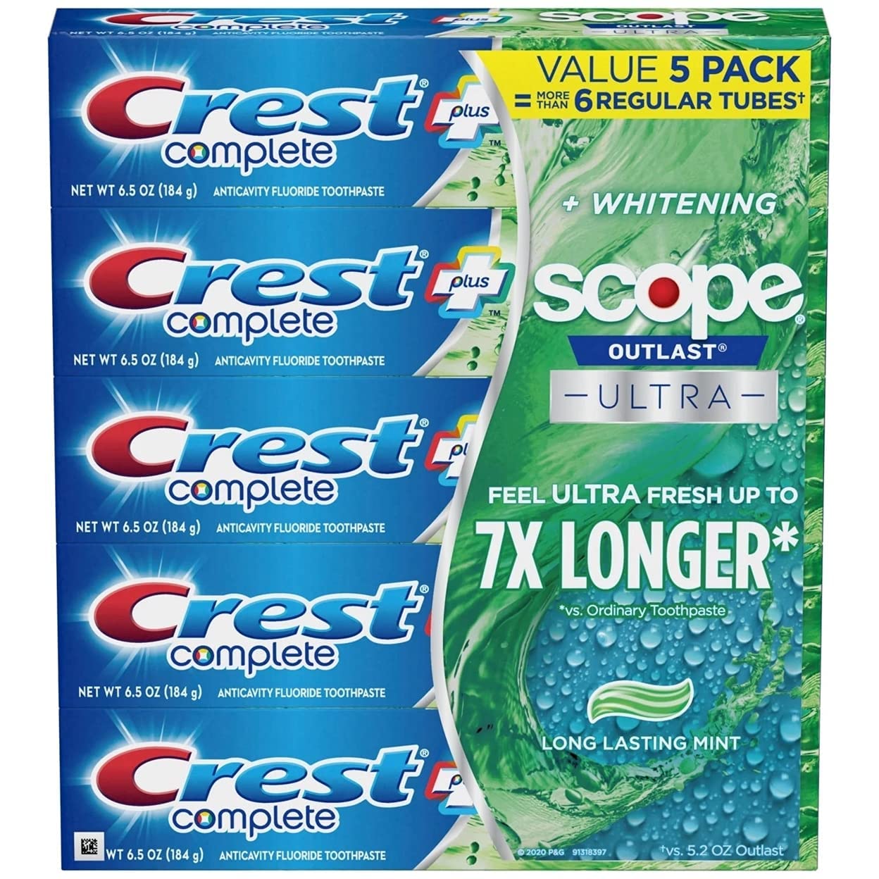 Crest Complete Whitening + Scope Toothpaste 6.5 oz - 5 Pack