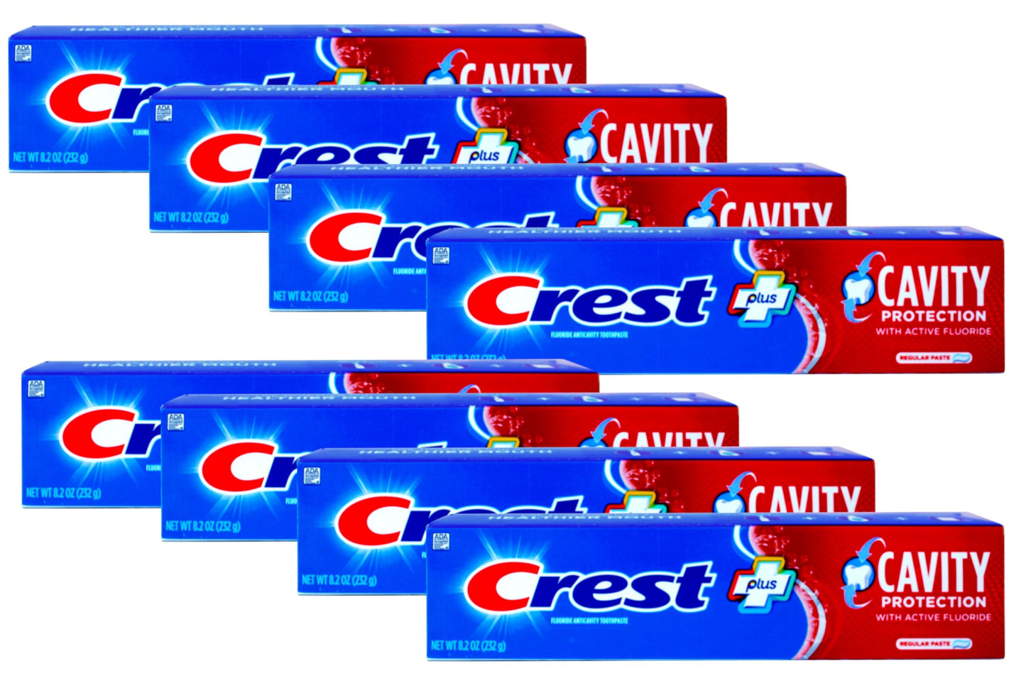 Crest Fluoride Toothpaste 8.2 oz - Cavity Protection, Bulk 8 Pack