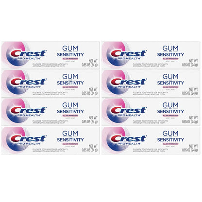 Crest Pro Health Gum and Sensitivity Toothpaste – Soft Mint Travel Size 0.85 oz (24g) Pack of 8