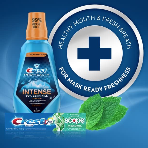 Crest Toothpaste 5.4 oz + Scope Whitening Minty Fresh (Pack of 6) | Crest & Scope Complete Whitening