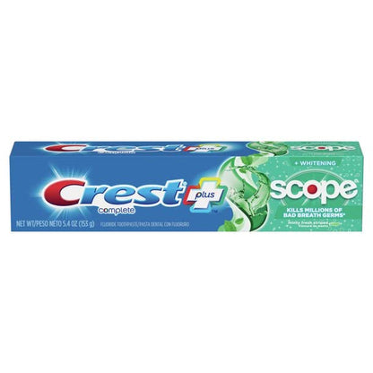Crest Toothpaste 5.4 oz + Scope Whitening Minty Fresh (Pack of 6) | Crest & Scope Complete Whitening