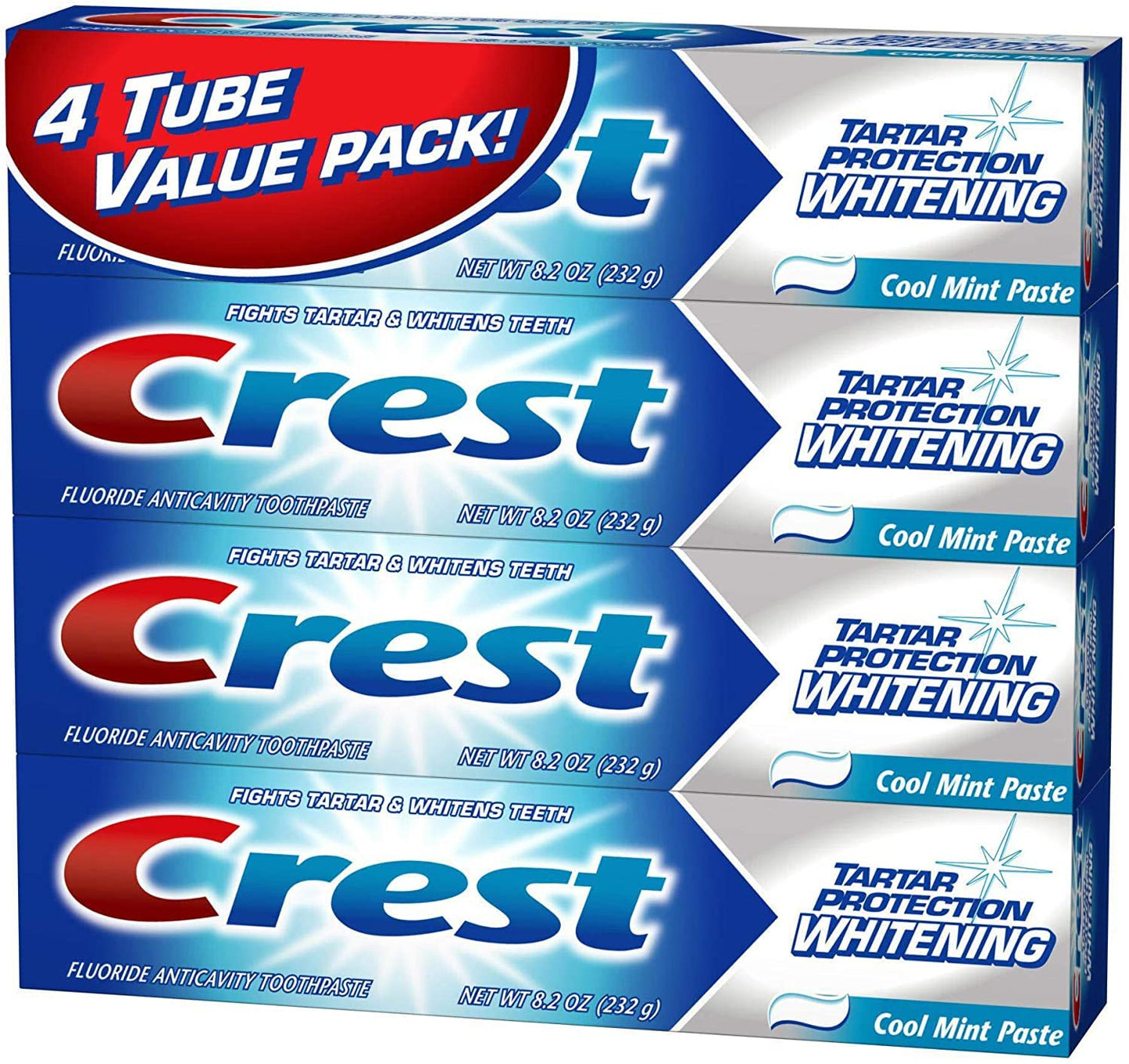Crest Tartar Protection Whitening Cool Mint Toothpaste 8.2 oz (Pack of 4)