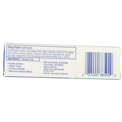 Crest Complete Fluoride Toothpaste – Whitening, Minty Fresh 0.85 oz Pack of 8