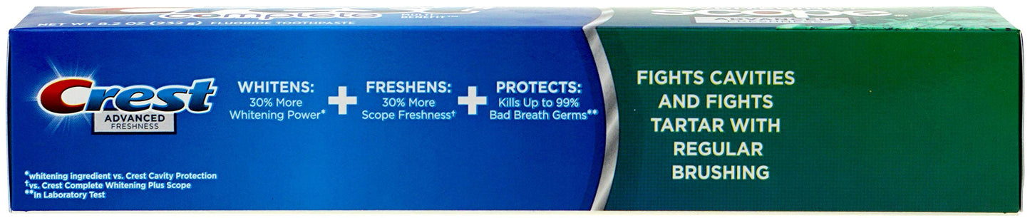 Crest Complete Multi-Benefit Fluoride Toothpaste - Extra Whitening & Freshness (8.2 oz x3)