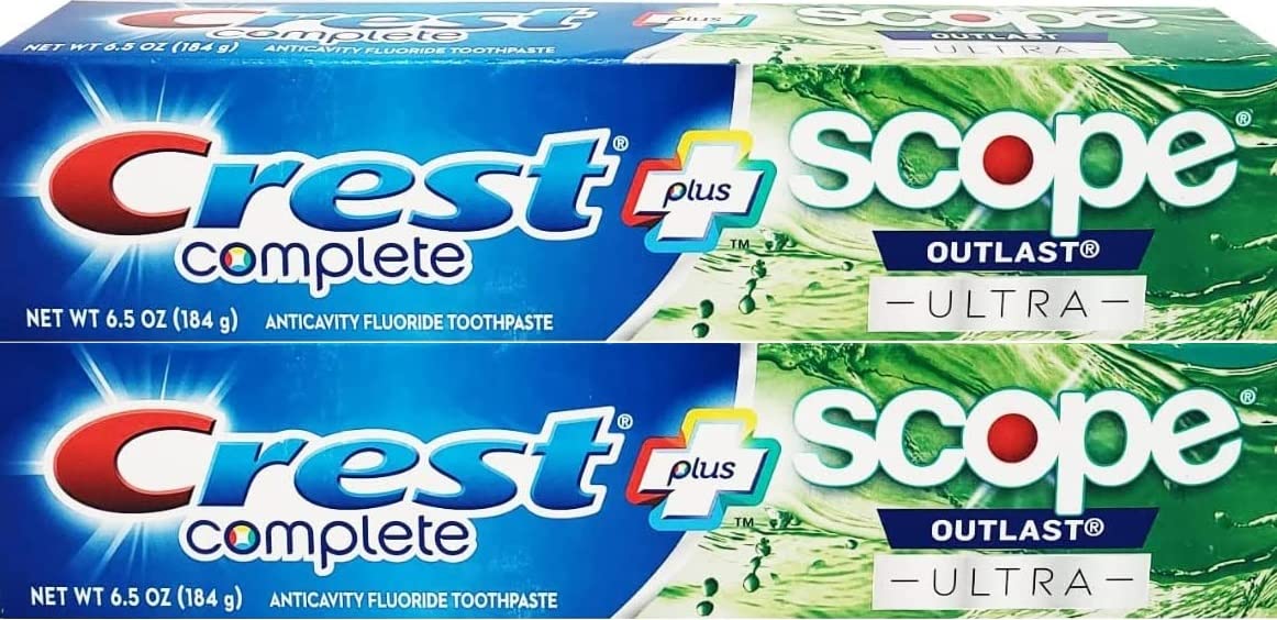 Crest Complete Whitening Plus Scope Outlast Ultra Toothpaste – Pack of 2 (6.5 oz / 184 g)