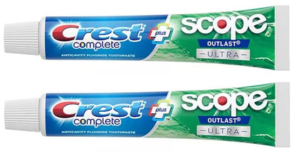 Crest Complete Whitening Plus Scope Outlast Ultra Toothpaste – Pack of 2 (6.5 oz / 184 g)