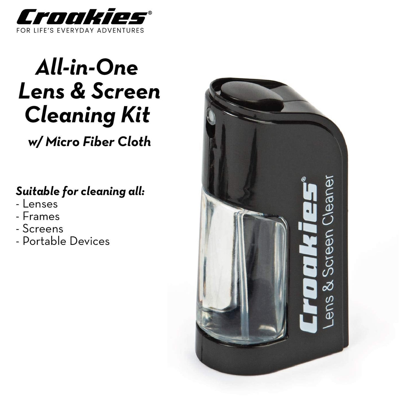 Croakies All-in-one Cleaning Kit | Lens Care Travel Kit with Pump