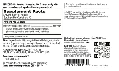 BioDIM 150mg DIM Supplement – Klaire Labs | Healthy Estrogen Metabolism | Dairy & Gluten-Free (60 Capsules)