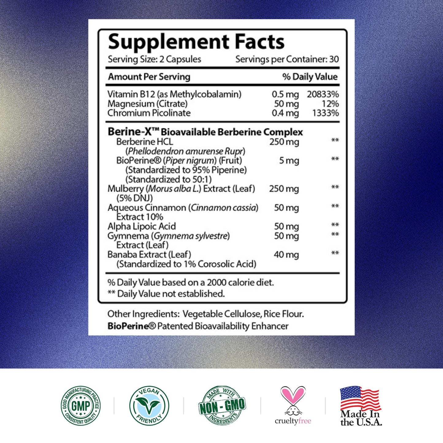 Research Verified Glucotrax - Berberine, Cinnamon, Gymnema | 3 Month Supply, 180 Capsules