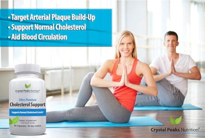 CRYSTAL PEAKS NUTRITION Cholesterol Supplement - All-Natural Ingredients for Normal Cholesterol Levels & Healthy Circulation | 60 Capsules