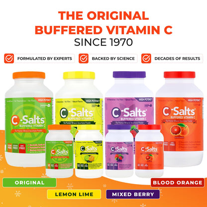 C-Salts Vitamin C Powder - Buffered Ascorbic Acid, Blood Orange, 26 oz | Immune Support (Sugar-Free, Vegan)