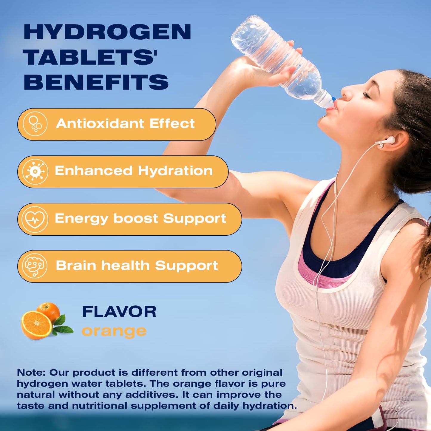 CHTENZY Hydrogen Water Tablets – 8PPM H2, Magnesium, Orange Flavor, 60 Count