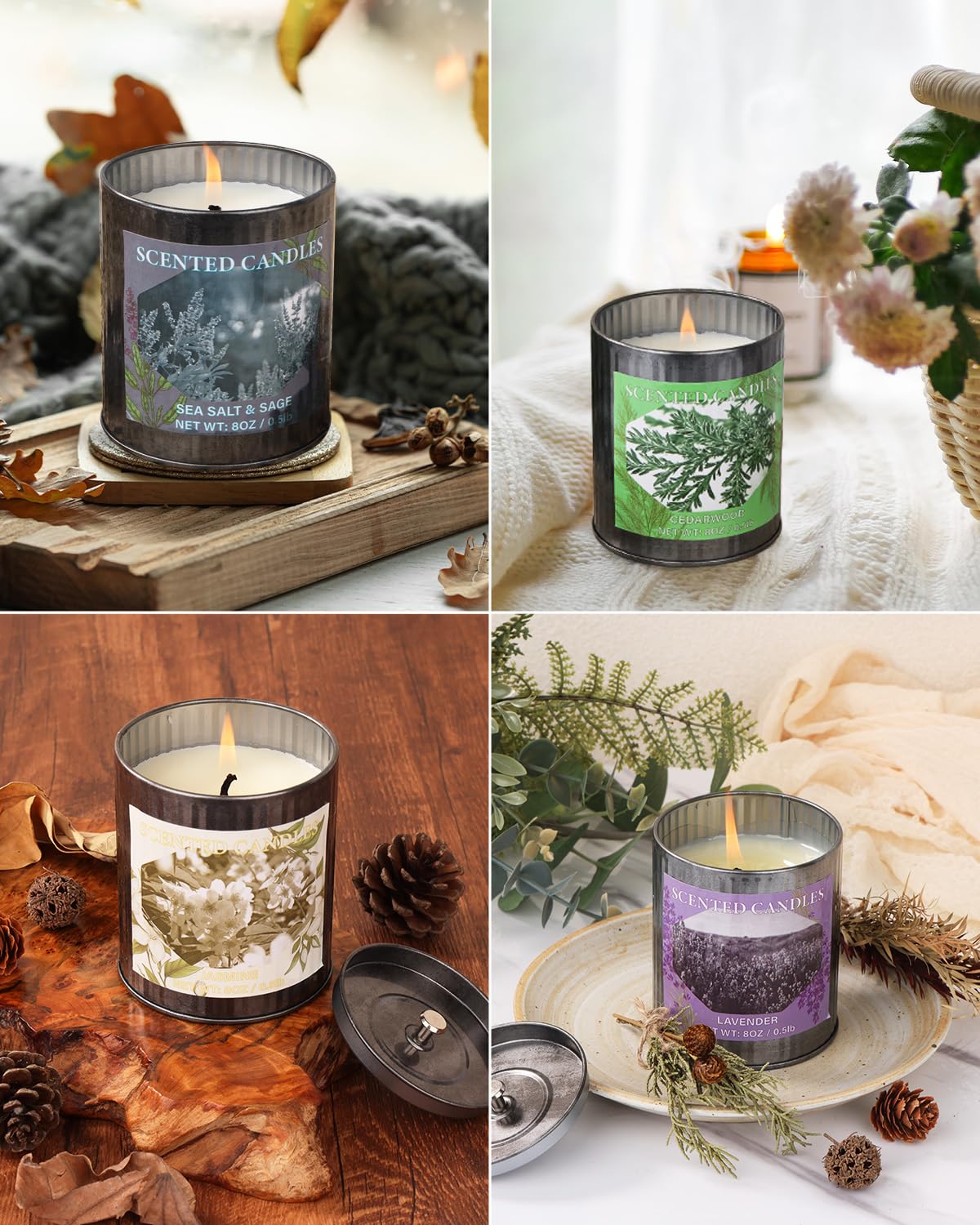 CUKIY Sea Salt & Sage 8oz Soy Candle — 50H Burn, Gift Box