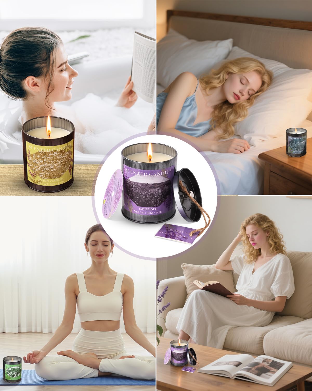 CUKIY Sea Salt & Sage 8oz Soy Candle — 50H Burn, Gift Box