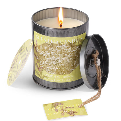 CUKIY 8oz Soy Scented Candle – Lemon Verbena, 50H Burn, Gift Box