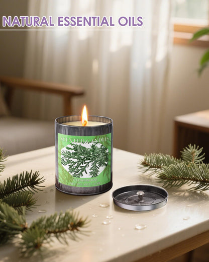 CUKIY 8oz Cedarwood Scented Soy Candle – 50-Hour Burn, Gift Box, Home Aromatherapy