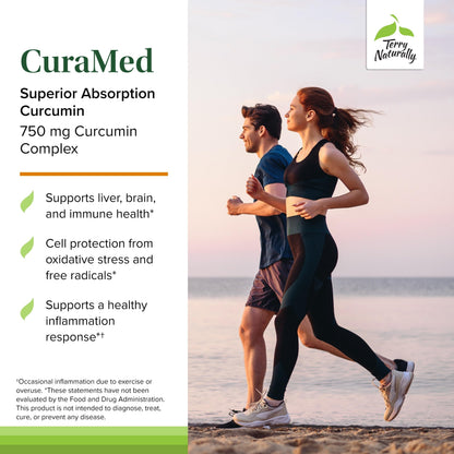 Terry Naturally CuraMed 750mg - High-Potency Curcumin for Brain & Heart Health | 90 Softgels