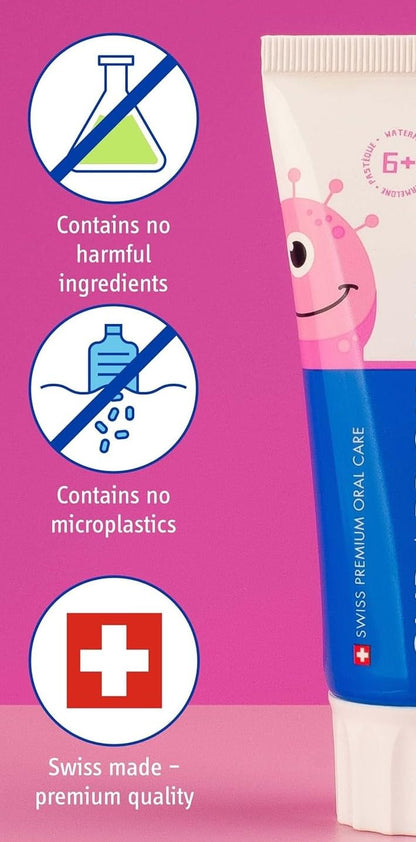 Curaprox Kids Toothpaste 1450 – Watermelon, 60ml, Ages 6+, SLS Free, Microplastic Free & Triclosan Free