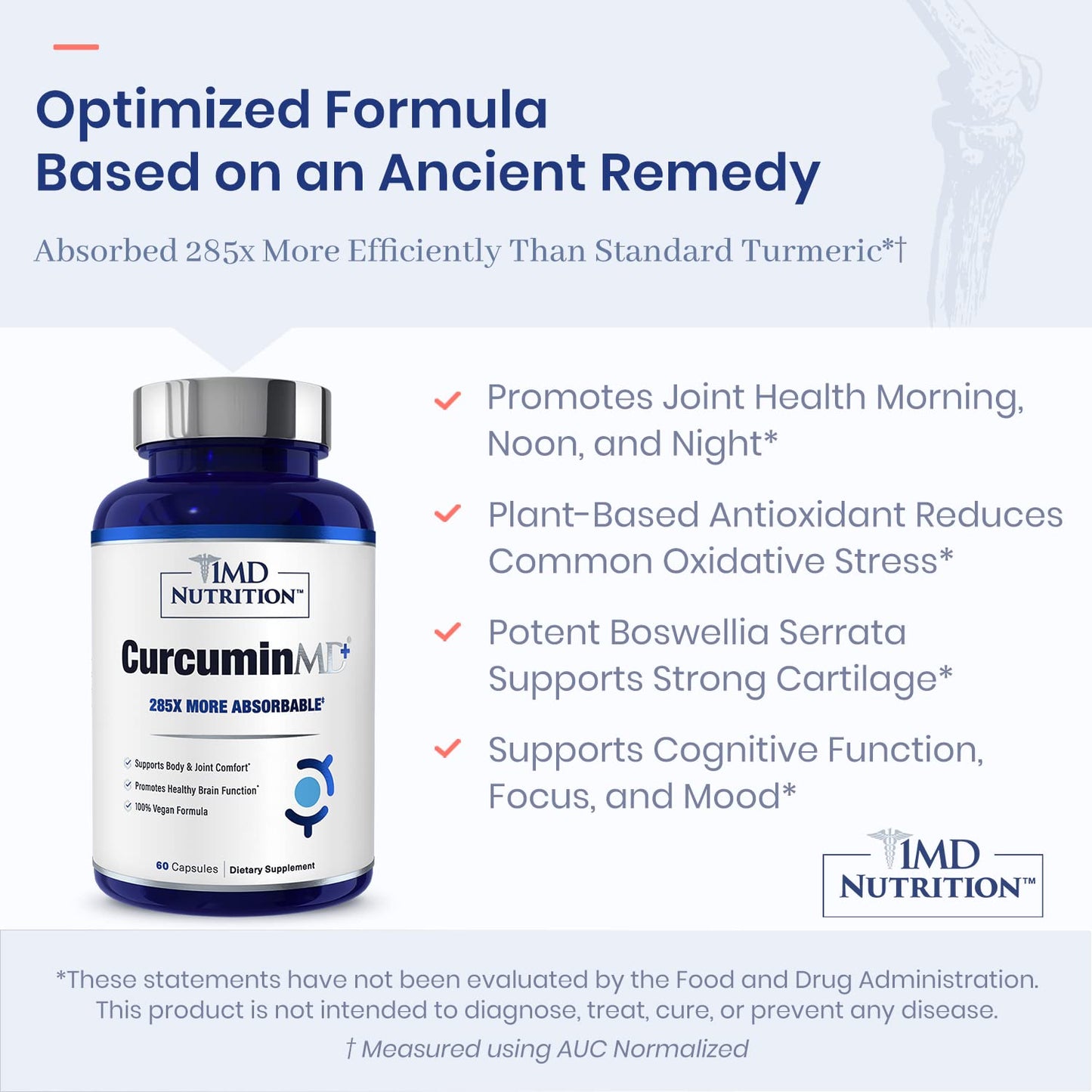 1MD Nutrition CurcuminMD Plus – Turmeric Curcumin with Boswellia Serrata | Longvida Optimized Absorption | 180 Capsules (3-Pack)