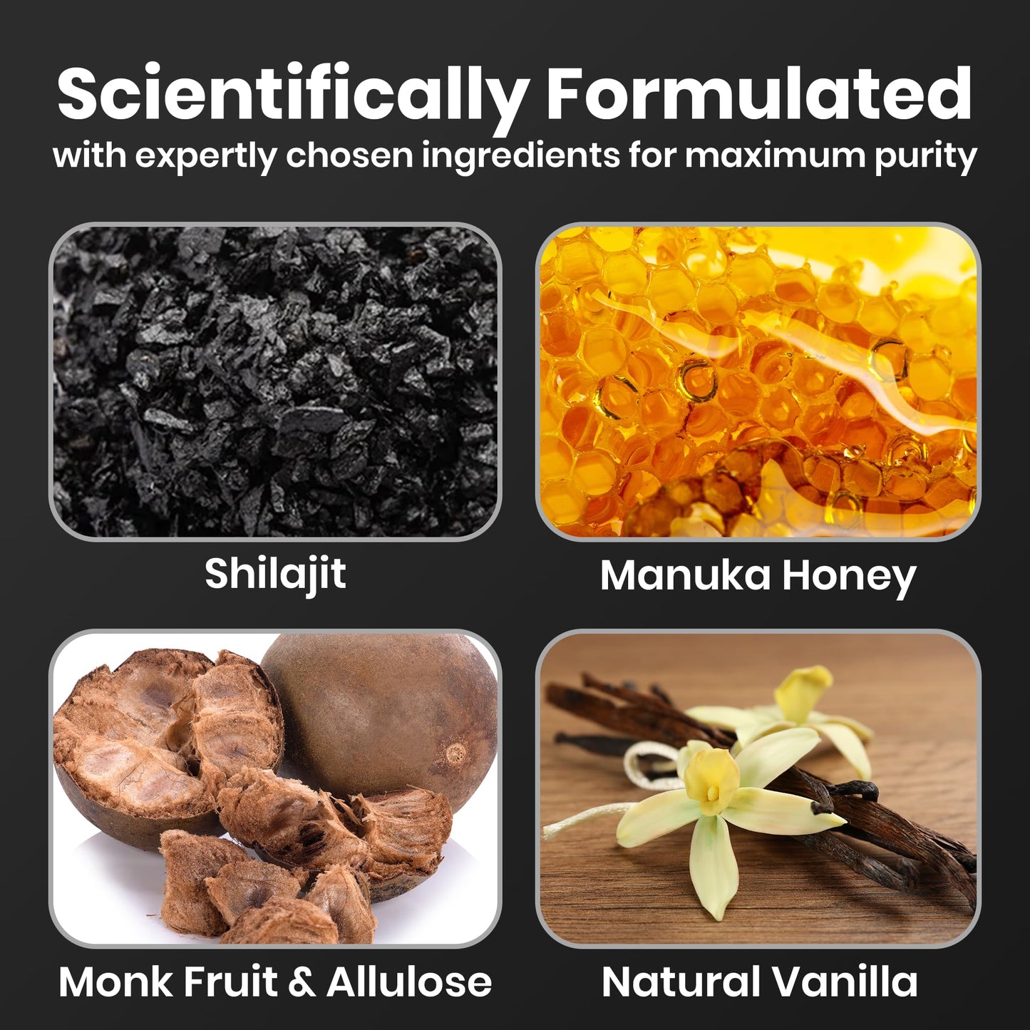 Cured Shilajit Gummies for Men - 85+ Minerals + Organic Manuka Honey