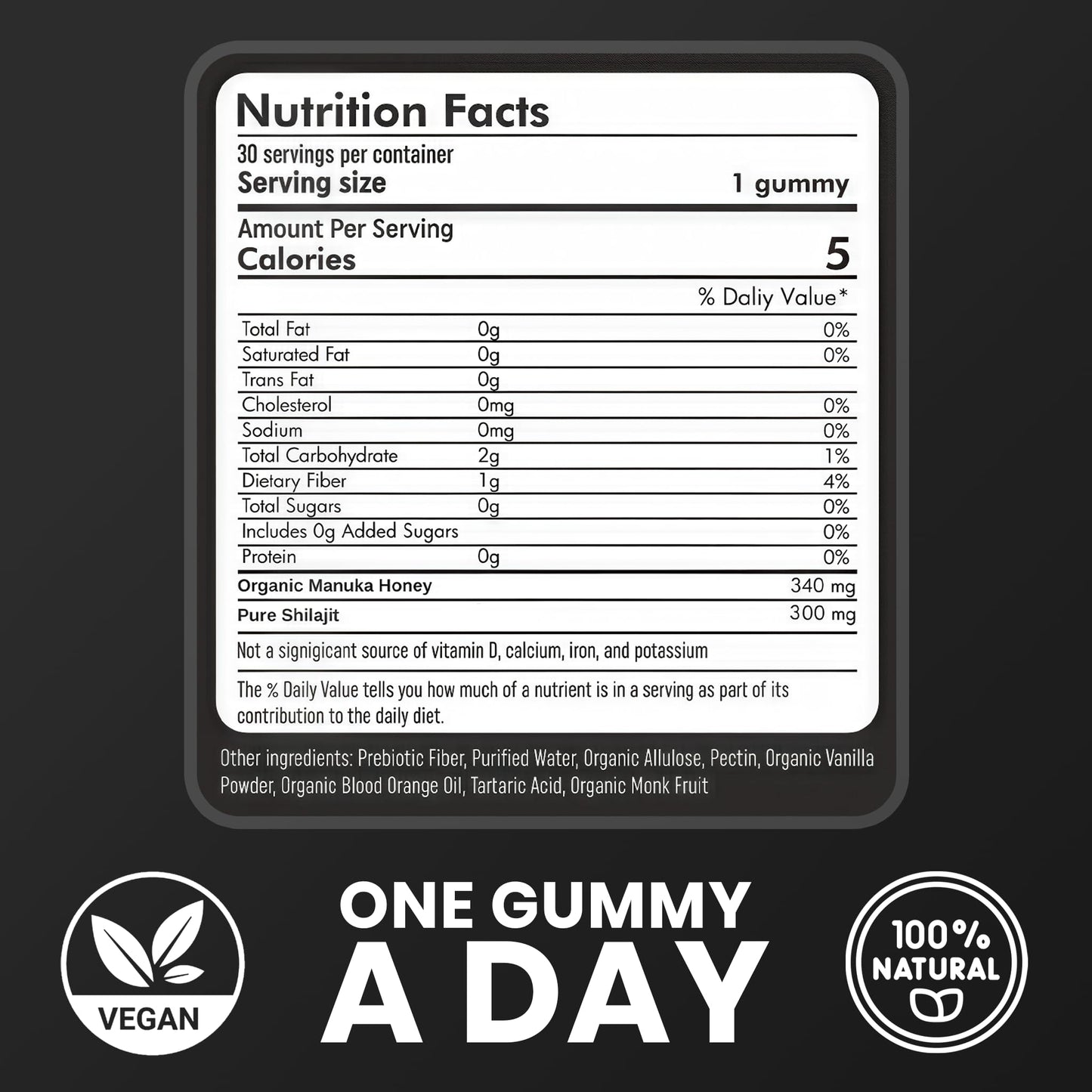Cured Shilajit Gummies for Men - 85+ Minerals + Organic Manuka Honey