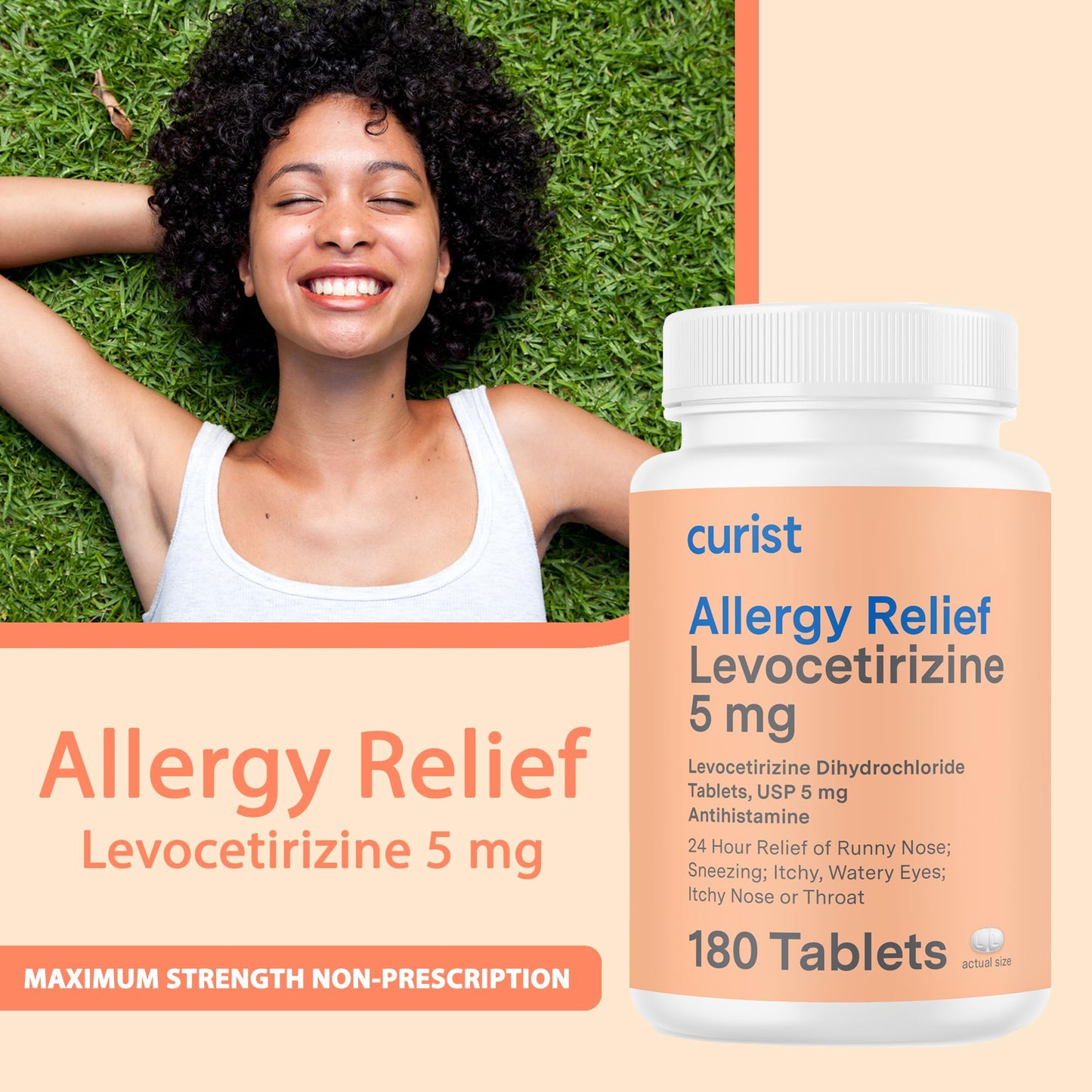 Curist Levocetirizine 5 mg (180 Tablets) – 24 Hour Allergy Relief