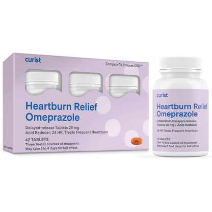 Curist Omeprazole 20mg Tablets – 42 Count Delayed-Release Heartburn Relief