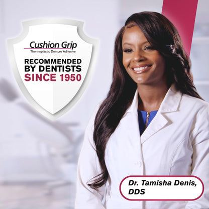 Cushion Grip Thermoplastic Denture Adhesive, 1 oz (Pack 3) | 4 Day Hold