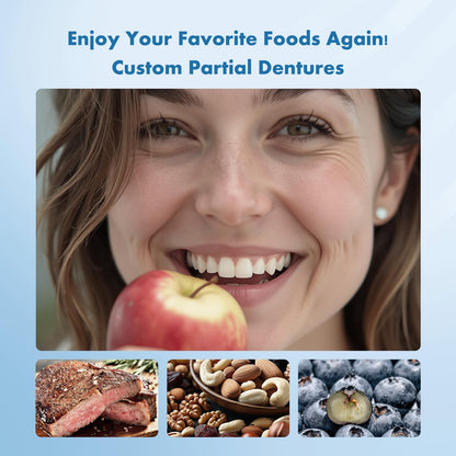 Custom Removable Dentures – Personalized Partial Denture Set with Storage Case | 1–6 Teeth Coverage
