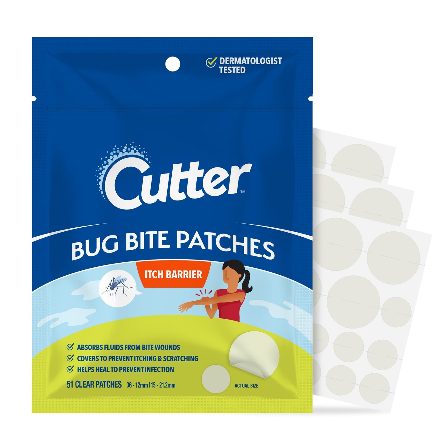 Cutter Bug Bite Patches – Itch Relief Hydrocolloid Patches for Kids & Adults | 51 Count