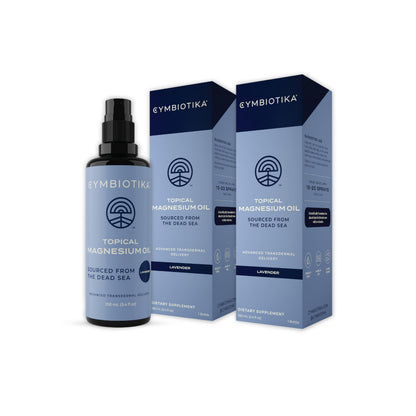CYMBIOTIKA Topical Magnesium Oil Spray – USA Made 2-Pack (6.8 fl oz) for Leg Cramps, Muscle, Joint Health & Sleep Support