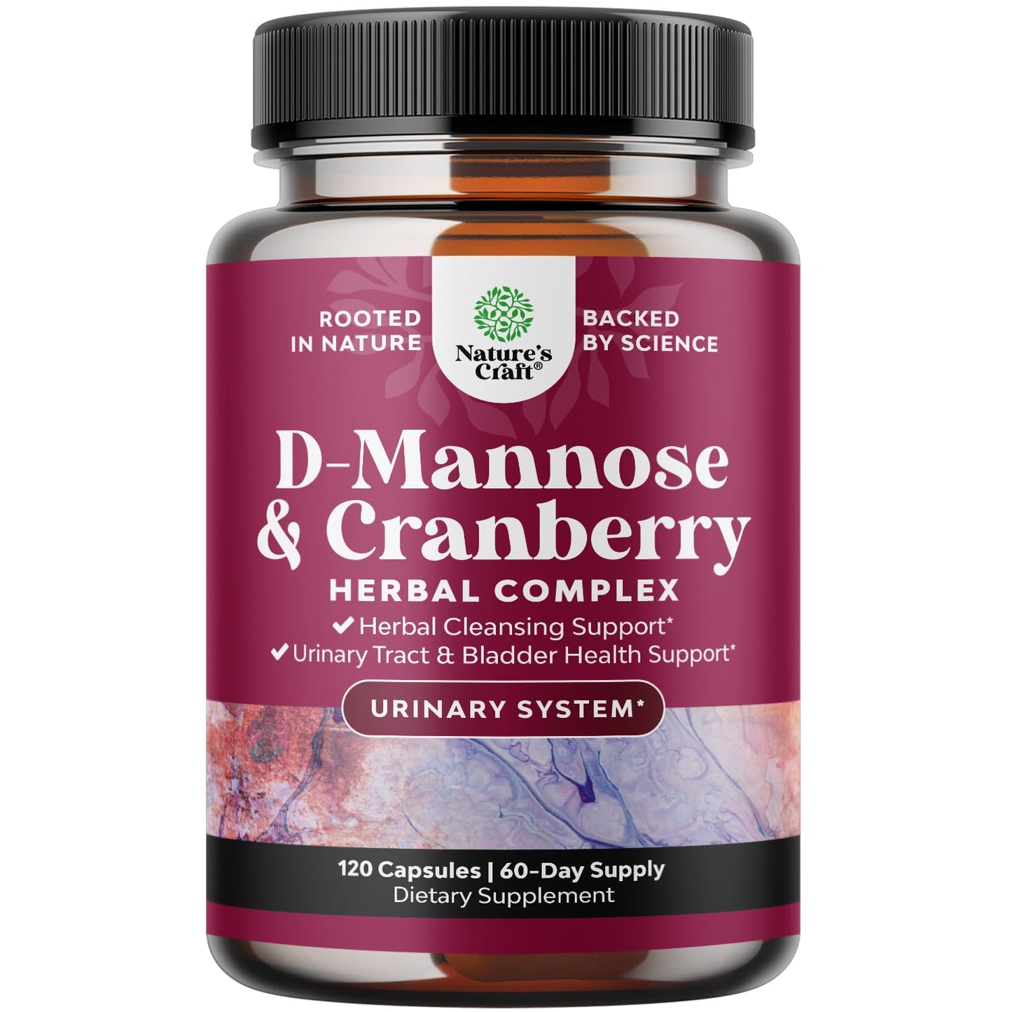 D Mannose with Cranberry 1000mg Capsules – Urinary Tract Health (120 Count)