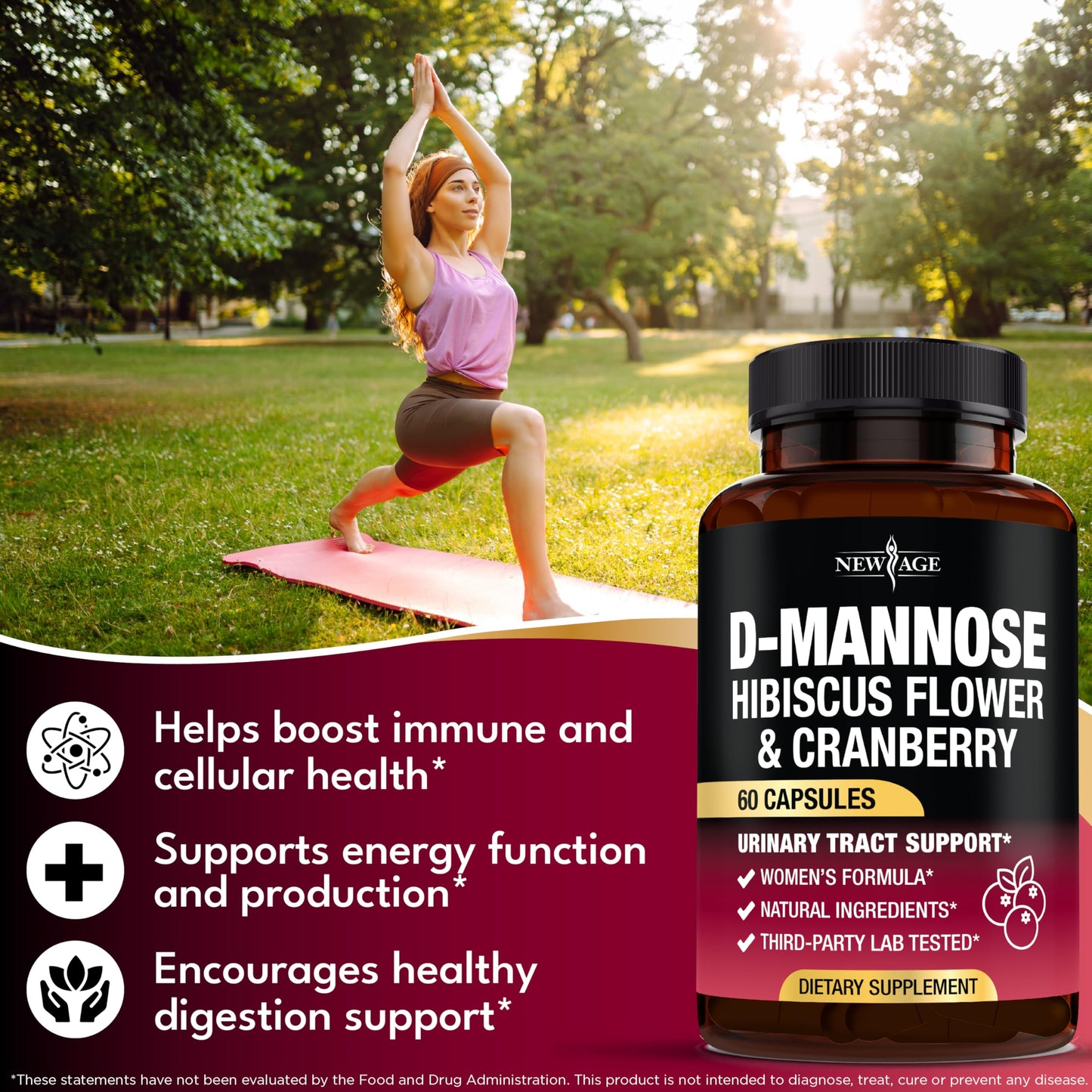 D-Mannose with Cranberry & Hibiscus - High Strength Urinary Tract Health (120 Capsules)