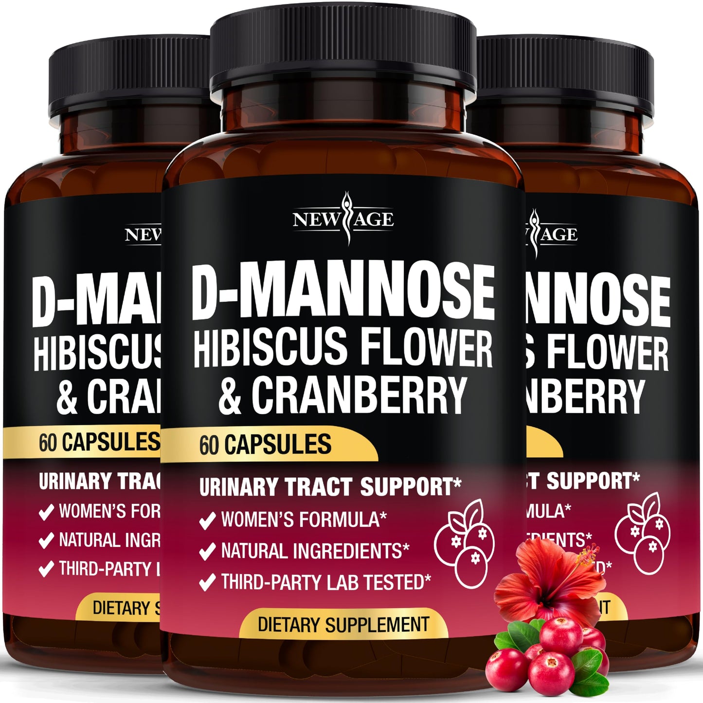 D-Mannose with Cranberry & Hibiscus – High-Strength UTI Support (180 Capsules)
