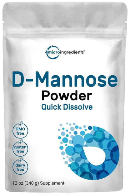 Micro Ingredients D-Mannose Powder – Pure Urinary Tract Support (12 oz), Vegan & Non-GMO