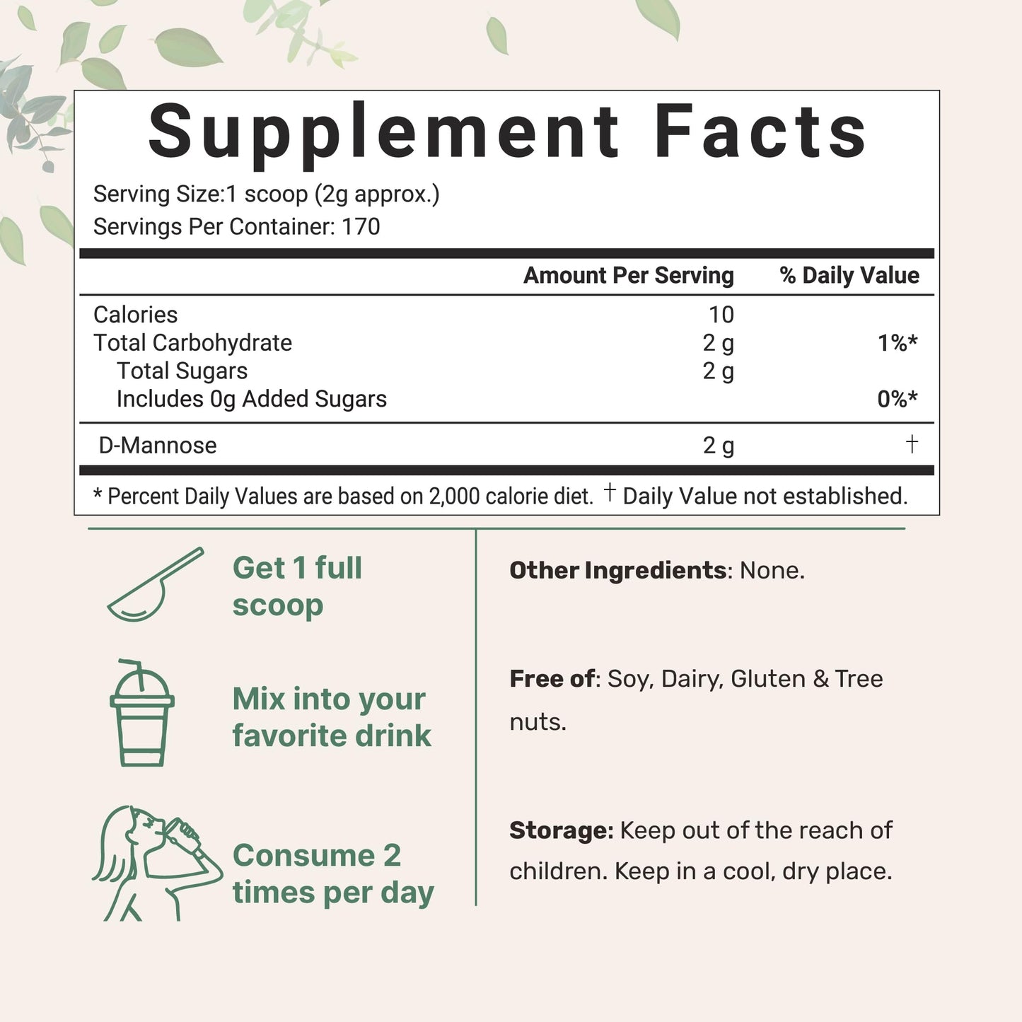 Micro Ingredients D-Mannose Powder – Pure Urinary Tract Support (12 oz), Vegan & Non-GMO