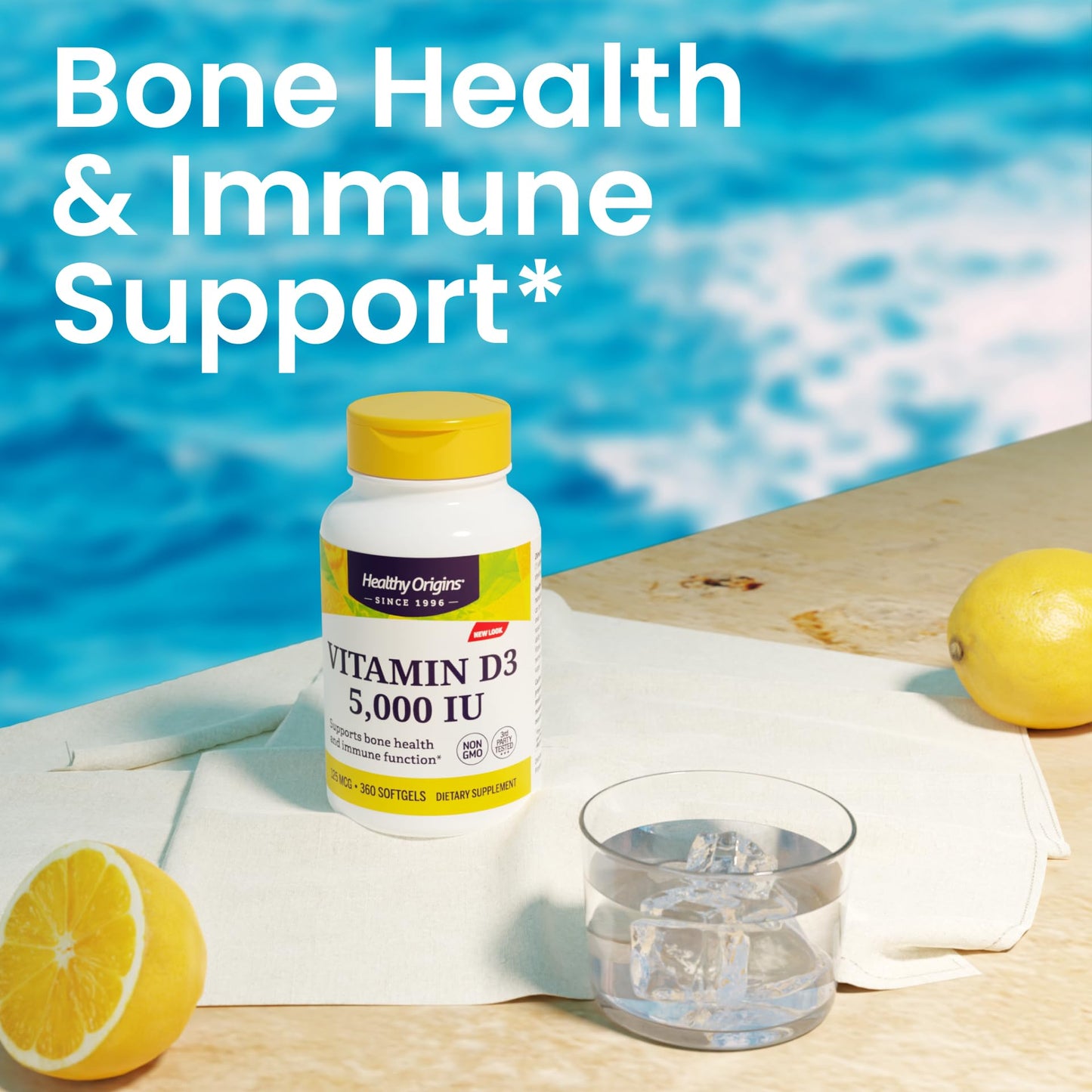 Healthy Origins Vitamin D3 5,000 IU Softgels (Lanolin) – Gluten-Free, Easy Absorption – Bone & Immune Support – 540 Softgels
