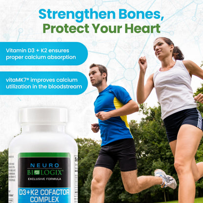 D3+K2 Cofactor Complex - Helps Maximize Vitamin D Benefits for Bone, Heart & Immune Support - Formulated with Vitamin D3, K2 (vitaMK7®), Zinc & Boron to Promote Efficient Calcium Utilization – 60 Caps