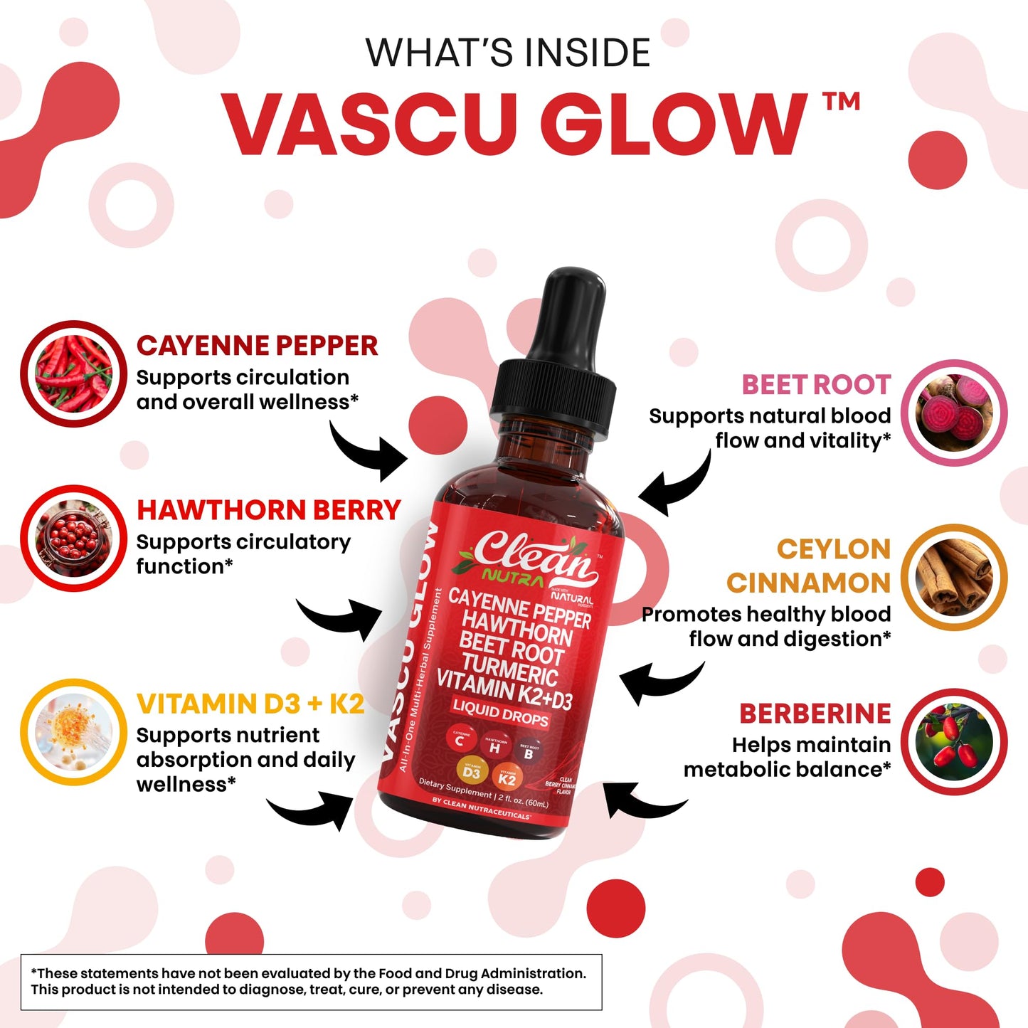 Clean Nutra Vascu Glow All-in-One: Cayenne Pepper Drops + Hawthorn Berry