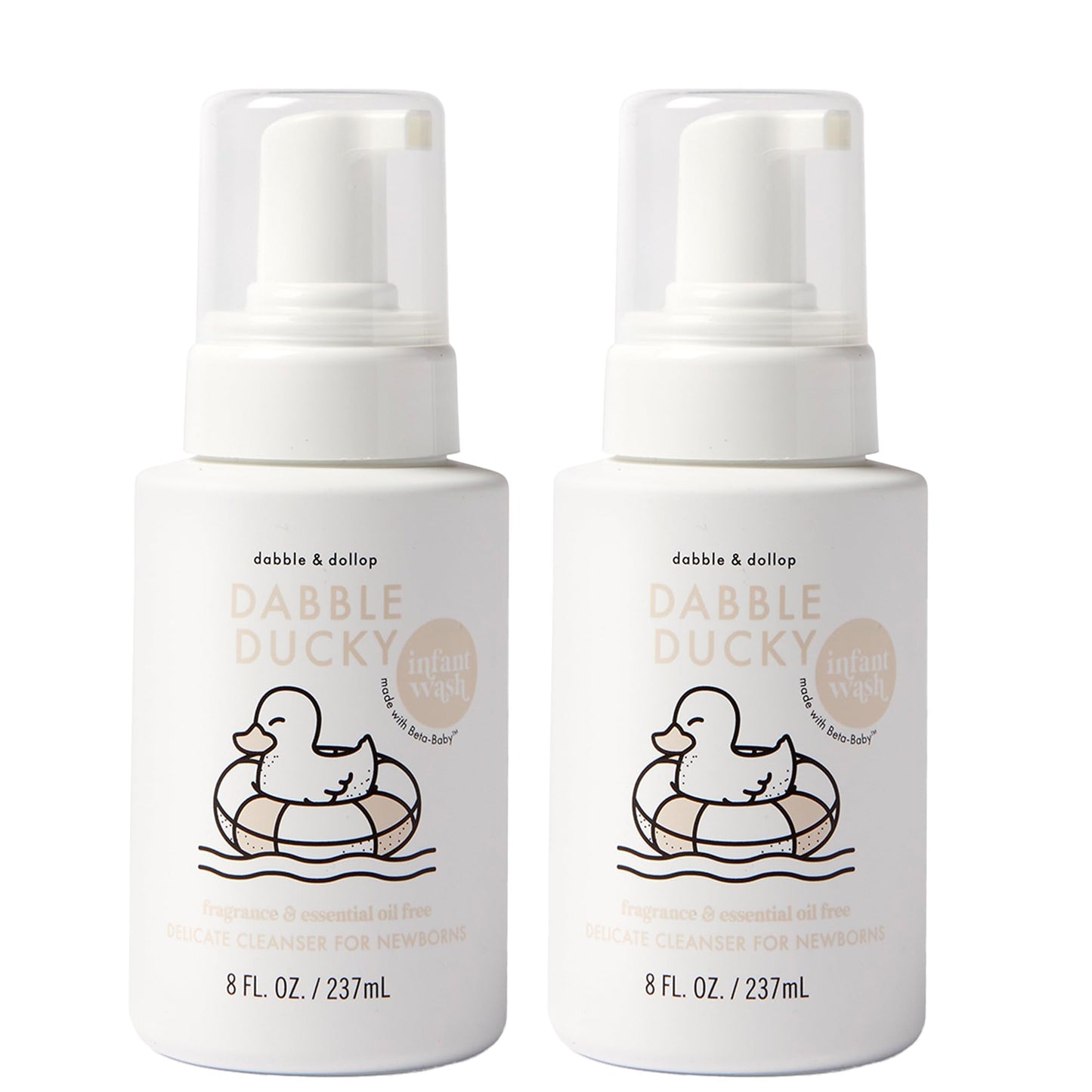 Dabble & Dollop Foaming Infant Wash – Natural Baby Cleanser, Unscented & Essential Oil–Free (2-Pack)