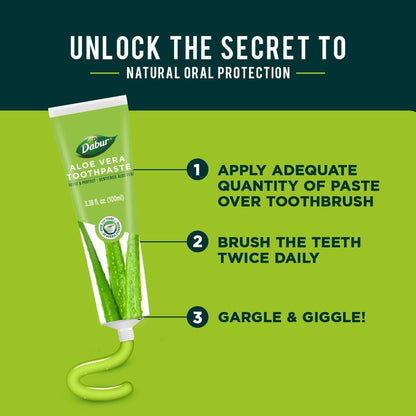 Dabur Herbal Toothpaste – Fluoride-Free, Aloe Vera, 100ml Pack of 3